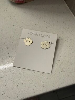 LOLA + LINA Gold Paw Print Stud Earrings